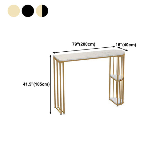 Glam Faux Marble Bar Dining Table Iron Indoor Bistro Table with Double Pedestal Clearhalo 'Bar Furniture' 'Bar Tables' 'bar_tables' 'furn' 'furn_bar_tables' 'Furniture' 'furniture_bar_tables' 'Kitchen & Dining Furniture' 'kitchen&dining_furn' 'kitchen' 4257757