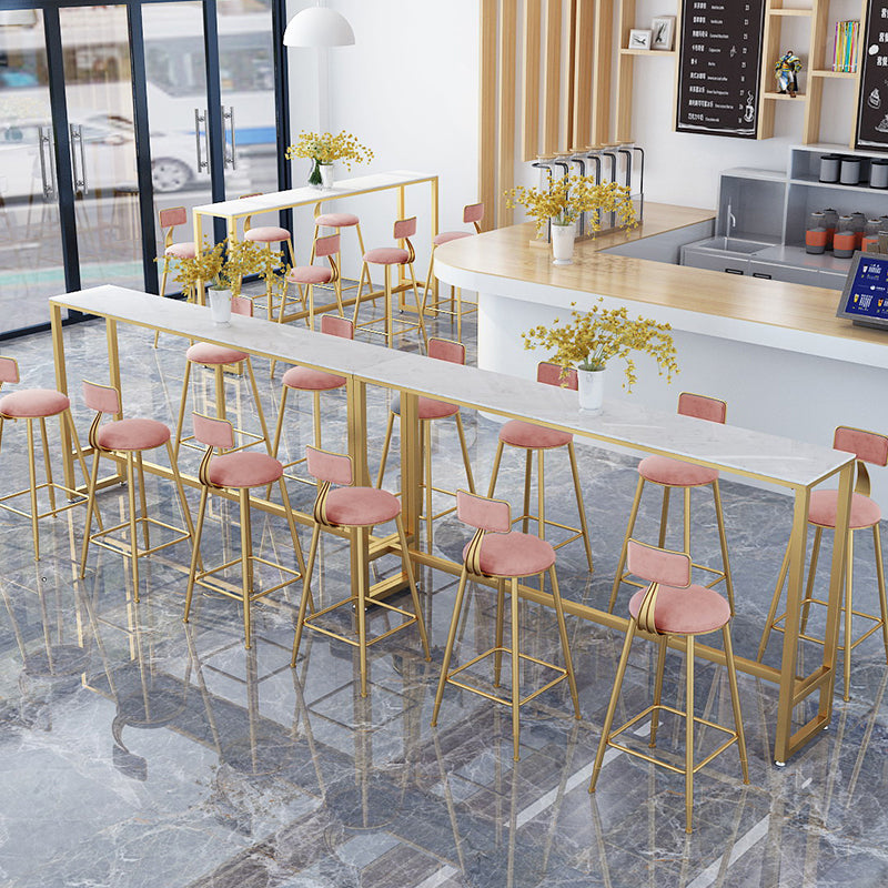 Glam Style Marble Bar Table Gold Frame 42 Inch Height Table for Restaurant Clearhalo 'Bar Furniture' 'Bar Tables' 'bar_tables' 'furn' 'furn_bar_tables' 'Furniture' 'furniture_bar_tables' 'Kitchen & Dining Furniture' 'kitchen&dining_furn' 'kitchen' 4257761