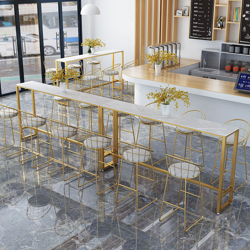 Glam Style Marble Bar Table Gold Frame 42 Inch Height Table for Restaurant Clearhalo 'Bar Furniture' 'Bar Tables' 'bar_tables' 'furn' 'furn_bar_tables' 'Furniture' 'furniture_bar_tables' 'Kitchen & Dining Furniture' 'kitchen&dining_furn' 'kitchen' 4257767