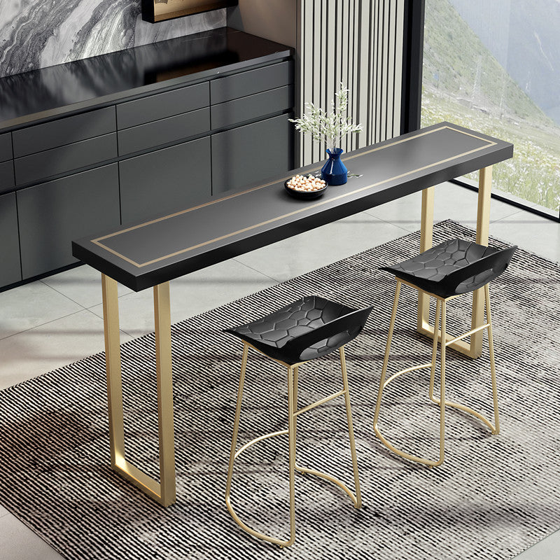 Wood Top Cocktail Bar Table Nordic Gold Frame Bar Height Table for Dining Room Clearhalo 'Bar Furniture' 'Bar Tables' 'bar_tables' 'furn' 'furn_bar_tables' 'Furniture' 'furniture_bar_tables' 'Kitchen & Dining Furniture' 'kitchen&dining_furn' 'kitchen' 4257778