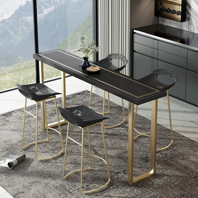 Wood Top Cocktail Bar Table Nordic Gold Frame Bar Height Table for Dining Room Clearhalo 'Bar Furniture' 'Bar Tables' 'bar_tables' 'furn' 'furn_bar_tables' 'Furniture' 'furniture_bar_tables' 'Kitchen & Dining Furniture' 'kitchen&dining_furn' 'kitchen' 4257790