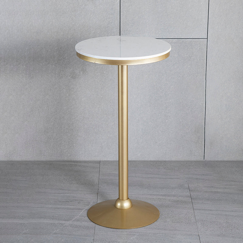 Glam Rectangle Faux Marble Bar Dining Table Gold Indoor Bistro Table with Trestle Pedestal Clearhalo 'Bar Furniture' 'Bar Tables' 'bar_tables' 'furn' 'furn_bar_tables' 'Furniture' 'furniture_bar_tables' 'Kitchen & Dining Furniture' 'kitchen&dining_furn' 'kitchen' 4257805