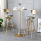 Glam Rectangle Faux Marble Bar Dining Table Gold Indoor Bistro Table with Trestle Pedestal Clearhalo 'Bar Furniture' 'Bar Tables' 'bar_tables' 'furn' 'furn_bar_tables' 'Furniture' 'furniture_bar_tables' 'Kitchen & Dining Furniture' 'kitchen&dining_furn' 'kitchen' 4257807