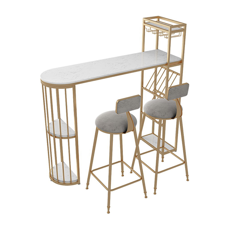 Glam Style Cocktail Bar Table 42-inch Height Metal Base Bar Height Storage Table Clearhalo 'Bar Furniture' 'Bar Tables' 'bar_tables' 'furn' 'furn_bar_tables' 'Furniture' 'furniture_bar_tables' 'Kitchen & Dining Furniture' 'kitchen&dining_furn' 'kitchen' 4257818