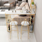 Glam Style Cocktail Bar Table 42-inch Height Metal Base Bar Height Storage Table Clearhalo 'Bar Furniture' 'Bar Tables' 'bar_tables' 'furn' 'furn_bar_tables' 'Furniture' 'furniture_bar_tables' 'Kitchen & Dining Furniture' 'kitchen&dining_furn' 'kitchen' 4257823