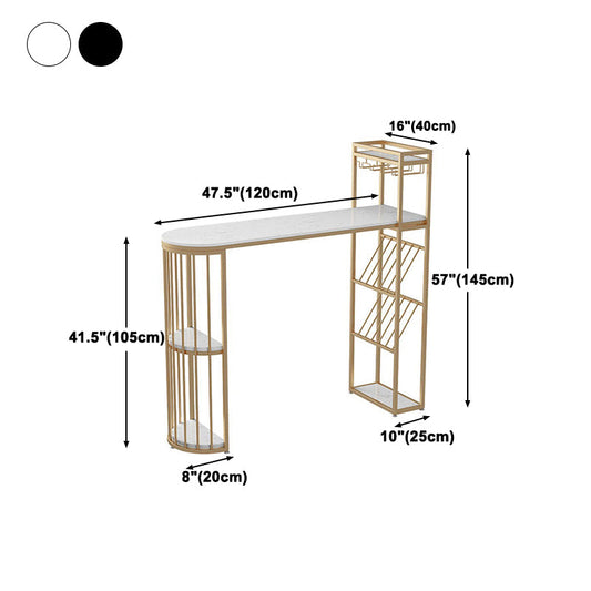 Glam Style Cocktail Bar Table 42-inch Height Metal Base Bar Height Storage Table Clearhalo 'Bar Furniture' 'Bar Tables' 'bar_tables' 'furn' 'furn_bar_tables' 'Furniture' 'furniture_bar_tables' 'Kitchen & Dining Furniture' 'kitchen&dining_furn' 'kitchen' 4257824