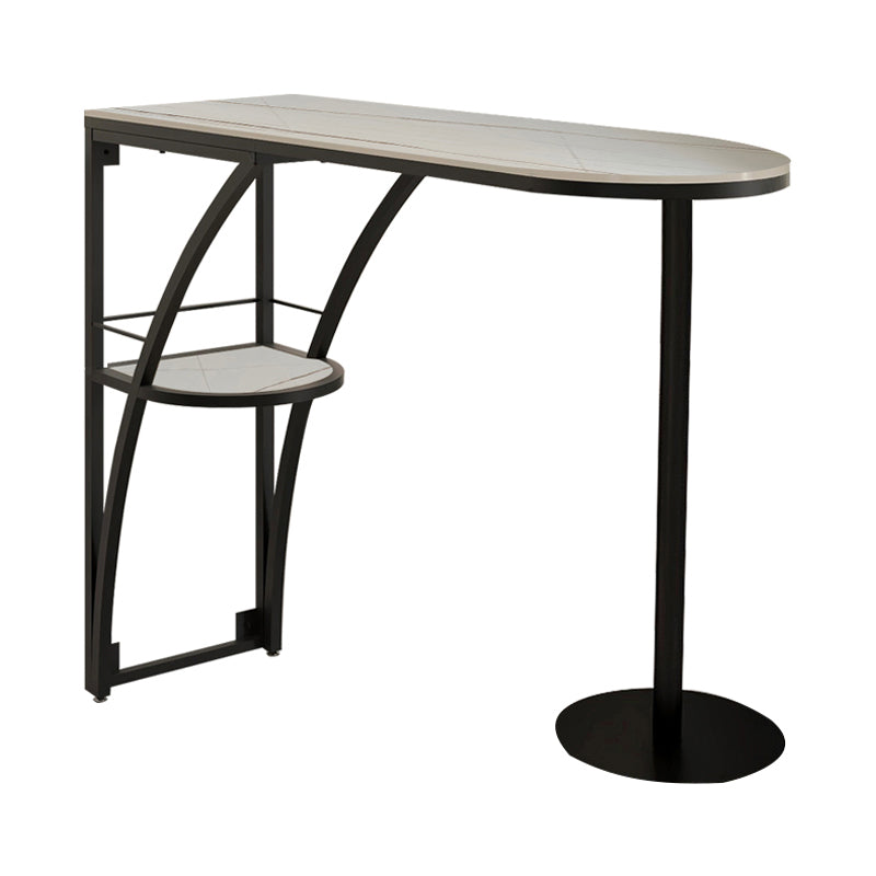 Glam Style 41.3"H Bar Table Faux Marble White Top Specialty Bistro Table Black Without Chairs Clearhalo 'Bar Furniture' 'Bar Tables' 'bar_tables' 'furn' 'furn_bar_tables' 'Furniture' 'furniture_bar_tables' 'Kitchen & Dining Furniture' 'kitchen&dining_furn' 'kitchen' 4257830