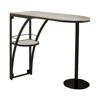 Glam Style 41.3"H Bar Table Faux Marble White Top Specialty Bistro Table Black Without Chairs Clearhalo 'Bar Furniture' 'Bar Tables' 'bar_tables' 'furn' 'furn_bar_tables' 'Furniture' 'furniture_bar_tables' 'Kitchen & Dining Furniture' 'kitchen&dining_furn' 'kitchen' 4257830