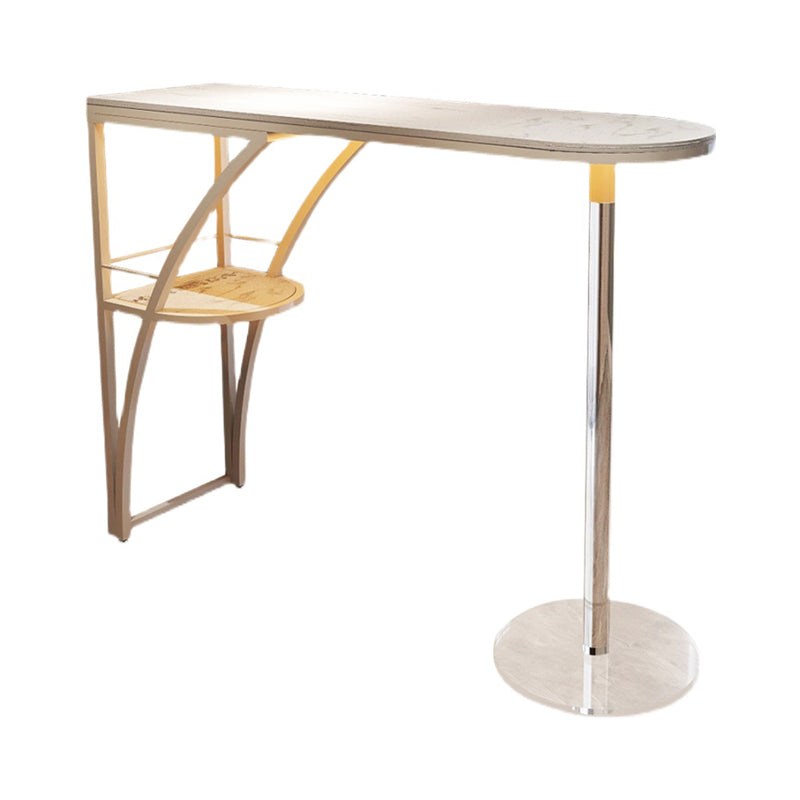 Glam Style 41.3"H Bar Table Faux Marble White Top Specialty Bistro Table White Without Chairs Clearhalo 'Bar Furniture' 'Bar Tables' 'bar_tables' 'furn' 'furn_bar_tables' 'Furniture' 'furniture_bar_tables' 'Kitchen & Dining Furniture' 'kitchen&dining_furn' 'kitchen' 4257834
