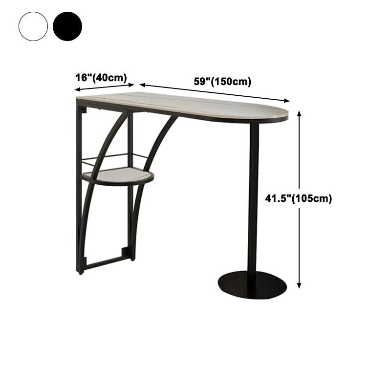Glam Style 41.3"H Bar Table Faux Marble White Top Specialty Bistro Table Clearhalo 'Bar Furniture' 'Bar Tables' 'bar_tables' 'furn' 'furn_bar_tables' 'Furniture' 'furniture_bar_tables' 'Kitchen & Dining Furniture' 'kitchen&dining_furn' 'kitchen' 4257840