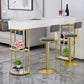 Glam White Marble Bar Dining Table Metal Double Pedestal Bistro Table with Drawer Clearhalo 'Bar Furniture' 'Bar Tables' 'bar_tables' 'furn' 'furn_bar_tables' 'Furniture' 'furniture_bar_tables' 'Kitchen & Dining Furniture' 'kitchen&dining_furn' 'kitchen' 4257858