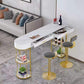 Glam White Marble Bar Dining Table Metal Double Pedestal Bistro Table with Drawer Clearhalo 'Bar Furniture' 'Bar Tables' 'bar_tables' 'furn' 'furn_bar_tables' 'Furniture' 'furniture_bar_tables' 'Kitchen & Dining Furniture' 'kitchen&dining_furn' 'kitchen' 4257860