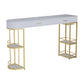 Glam White Marble Bar Dining Table Metal Double Pedestal Bistro Table with Drawer Gold Without Chairs Clearhalo 'Bar Furniture' 'Bar Tables' 'bar_tables' 'furn' 'furn_bar_tables' 'Furniture' 'furniture_bar_tables' 'Kitchen & Dining Furniture' 'kitchen&dining_furn' 'kitchen' 4257862