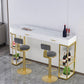 Glam White Marble Bar Dining Table Metal Double Pedestal Bistro Table with Drawer Clearhalo 'Bar Furniture' 'Bar Tables' 'bar_tables' 'furn' 'furn_bar_tables' 'Furniture' 'furniture_bar_tables' 'Kitchen & Dining Furniture' 'kitchen&dining_furn' 'kitchen' 4257866
