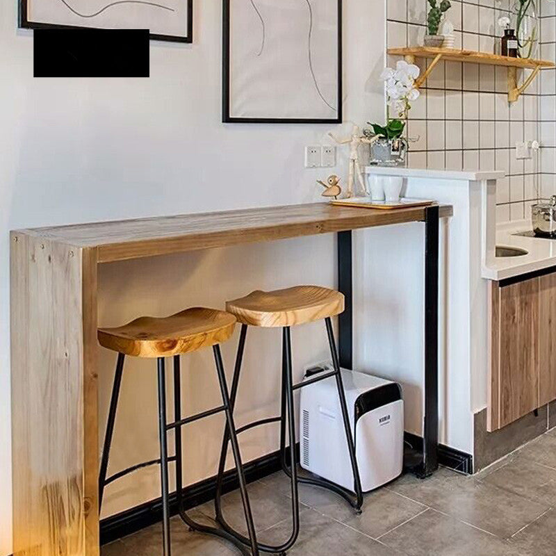Industrial Beige Pine Bar Dining Table Rectangle Indoor Bistro Table with Double Pedestal Without Chairs Clearhalo 'Bar Furniture' 'Bar Tables' 'bar_tables' 'furn' 'furn_bar_tables' 'Furniture' 'furniture_bar_tables' 'Kitchen & Dining Furniture' 'kitchen&dining_furn' 'kitchen' 4257870