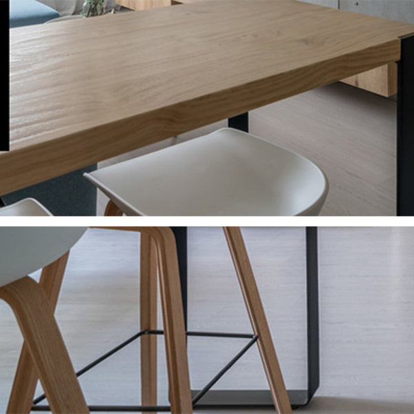 Industrial Beige Pine Bar Dining Table Rectangle Indoor Bistro Table with Double Pedestal Clearhalo 'Bar Furniture' 'Bar Tables' 'bar_tables' 'furn' 'furn_bar_tables' 'Furniture' 'furniture_bar_tables' 'Kitchen & Dining Furniture' 'kitchen&dining_furn' 'kitchen' 4257875