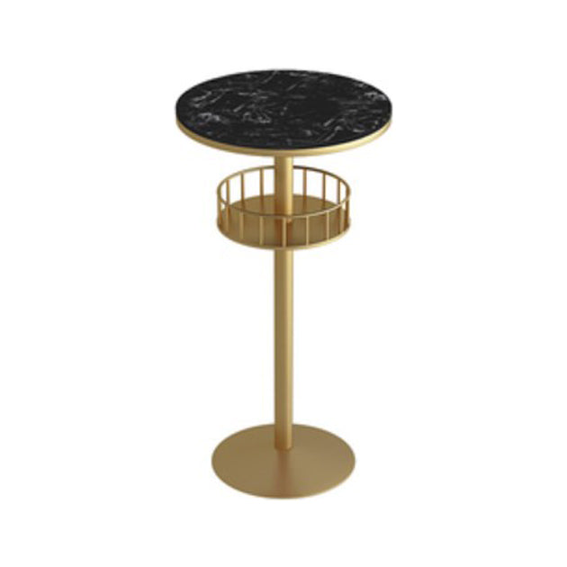 42-inch Height Cocktail Bar Table Modern Metal Base Bar Height Storage Table Gold Black Round Clearhalo 'Bar Furniture' 'Bar Tables' 'bar_tables' 'furn' 'furn_bar_tables' 'Furniture' 'furniture_bar_tables' 'Kitchen & Dining Furniture' 'kitchen&dining_furn' 'kitchen' 4257895
