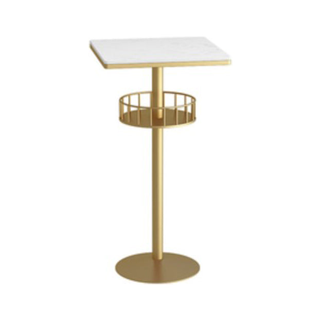 42-inch Height Cocktail Bar Table Modern Metal Base Bar Height Storage Table Gold White Square Clearhalo 'Bar Furniture' 'Bar Tables' 'bar_tables' 'furn' 'furn_bar_tables' 'Furniture' 'furniture_bar_tables' 'Kitchen & Dining Furniture' 'kitchen&dining_furn' 'kitchen' 4257897