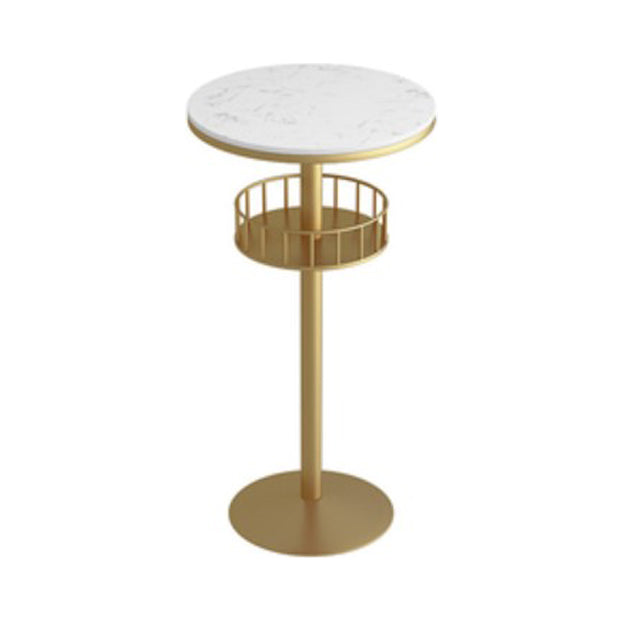 42-inch Height Cocktail Bar Table Modern Metal Base Bar Height Storage Table Gold White Round Clearhalo 'Bar Furniture' 'Bar Tables' 'bar_tables' 'furn' 'furn_bar_tables' 'Furniture' 'furniture_bar_tables' 'Kitchen & Dining Furniture' 'kitchen&dining_furn' 'kitchen' 4257899