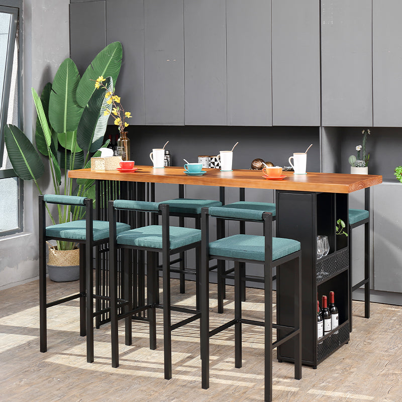 Industrial Style Bar Table 42-inch Height Brown Wood Top Metal Base Bistro Table Clearhalo 'Bar Furniture' 'Bar Tables' 'bar_tables' 'furn' 'furn_bar_tables' 'Furniture' 'furniture_bar_tables' 'Kitchen & Dining Furniture' 'kitchen&dining_furn' 'kitchen' 4257918
