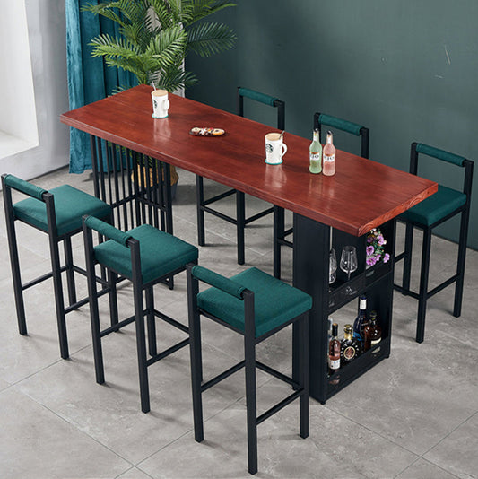 Industrial Style Bar Table 42-inch Height Brown Wood Top Metal Base Bistro Table Clearhalo 'Bar Furniture' 'Bar Tables' 'bar_tables' 'furn' 'furn_bar_tables' 'Furniture' 'furniture_bar_tables' 'Kitchen & Dining Furniture' 'kitchen&dining_furn' 'kitchen' 4257927