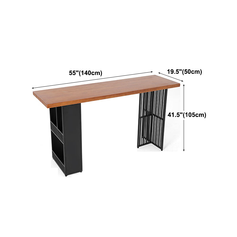 Industrial Style Bar Table 42-inch Height Brown Wood Top Metal Base Bistro Table Clearhalo 'Bar Furniture' 'Bar Tables' 'bar_tables' 'furn' 'furn_bar_tables' 'Furniture' 'furniture_bar_tables' 'Kitchen & Dining Furniture' 'kitchen&dining_furn' 'kitchen' 4257929
