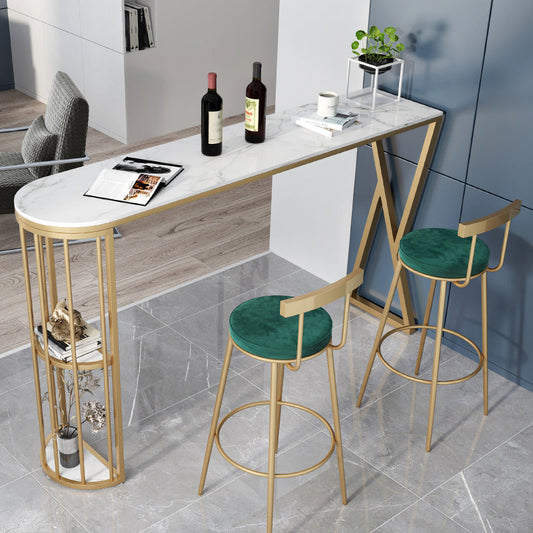 Indoor 42-inch Height Cocktail Bar Table Nordic Metal Base Bar Height Storage Table Clearhalo 'Bar Furniture' 'Bar Tables' 'bar_tables' 'furn' 'furn_bar_tables' 'Furniture' 'furniture_bar_tables' 'Kitchen & Dining Furniture' 'kitchen&dining_furn' 'kitchen' 4257938