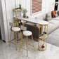 White Stone Glam Indoor Bar Dining Table Iron Double Pedestal Bistro Table with Wine Rack Clearhalo 'Bar Furniture' 'Bar Tables' 'bar_tables' 'furn' 'furn_bar_tables' 'Furniture' 'furniture_bar_tables' 'Kitchen & Dining Furniture' 'kitchen&dining_furn' 'kitchen' 4257973
