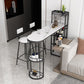 White Stone Glam Indoor Bar Dining Table Iron Double Pedestal Bistro Table with Wine Rack Clearhalo 'Bar Furniture' 'Bar Tables' 'bar_tables' 'furn' 'furn_bar_tables' 'Furniture' 'furniture_bar_tables' 'Kitchen & Dining Furniture' 'kitchen&dining_furn' 'kitchen' 4257975