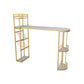 White Stone Glam Indoor Bar Dining Table Iron Double Pedestal Bistro Table with Wine Rack Gold Without Chairs Clearhalo 'Bar Furniture' 'Bar Tables' 'bar_tables' 'furn' 'furn_bar_tables' 'Furniture' 'furniture_bar_tables' 'Kitchen & Dining Furniture' 'kitchen&dining_furn' 'kitchen' 4257978