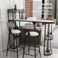 White Stone Glam Indoor Bar Dining Table Iron Double Pedestal Bistro Table with Wine Rack Clearhalo 'Bar Furniture' 'Bar Tables' 'bar_tables' 'furn' 'furn_bar_tables' 'Furniture' 'furniture_bar_tables' 'Kitchen & Dining Furniture' 'kitchen&dining_furn' 'kitchen' 4257983