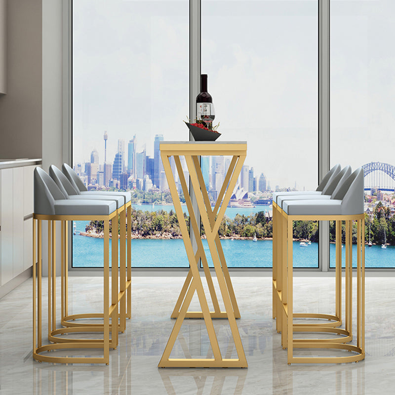 Glam Rectangle Indoor Bar Dining Table Stone Bistro Table with Double Pedestal Clearhalo 'Bar Furniture' 'Bar Tables' 'bar_tables' 'furn' 'furn_bar_tables' 'Furniture' 'furniture_bar_tables' 'Kitchen & Dining Furniture' 'kitchen&dining_furn' 'kitchen' 4257995