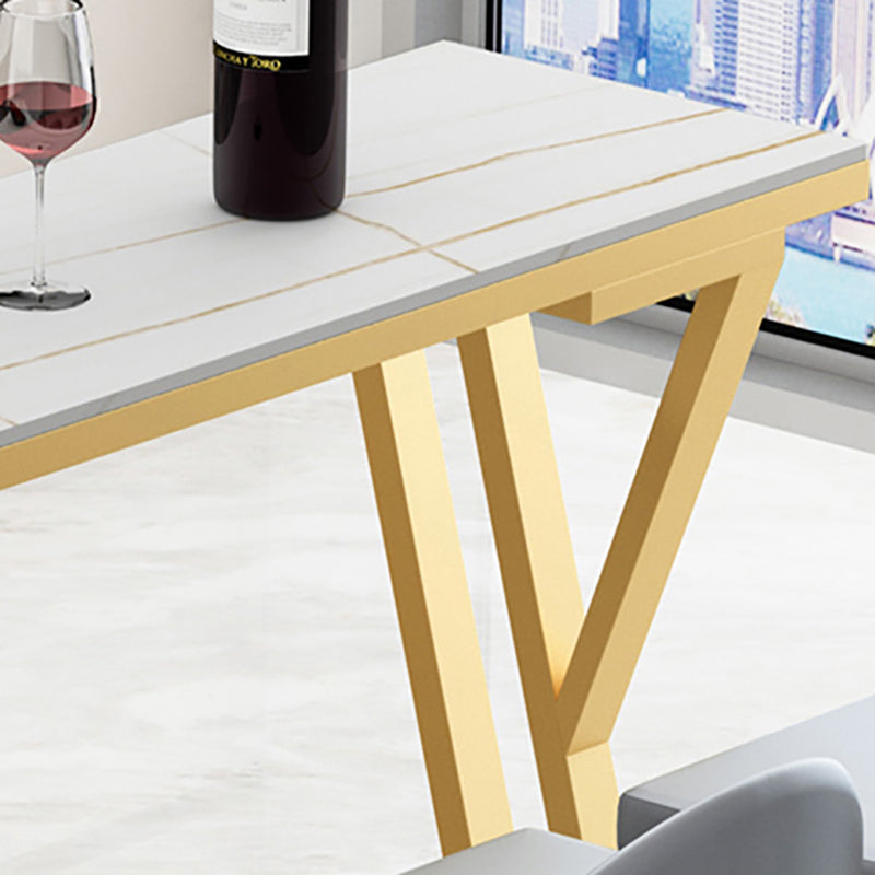 Glam Rectangle Indoor Bar Dining Table Stone Bistro Table with Double Pedestal Clearhalo 'Bar Furniture' 'Bar Tables' 'bar_tables' 'furn' 'furn_bar_tables' 'Furniture' 'furniture_bar_tables' 'Kitchen & Dining Furniture' 'kitchen&dining_furn' 'kitchen' 4258000