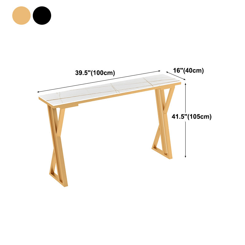 Glam Rectangle Indoor Bar Dining Table Stone Bistro Table with Double Pedestal Clearhalo 'Bar Furniture' 'Bar Tables' 'bar_tables' 'furn' 'furn_bar_tables' 'Furniture' 'furniture_bar_tables' 'Kitchen & Dining Furniture' 'kitchen&dining_furn' 'kitchen' 4258002