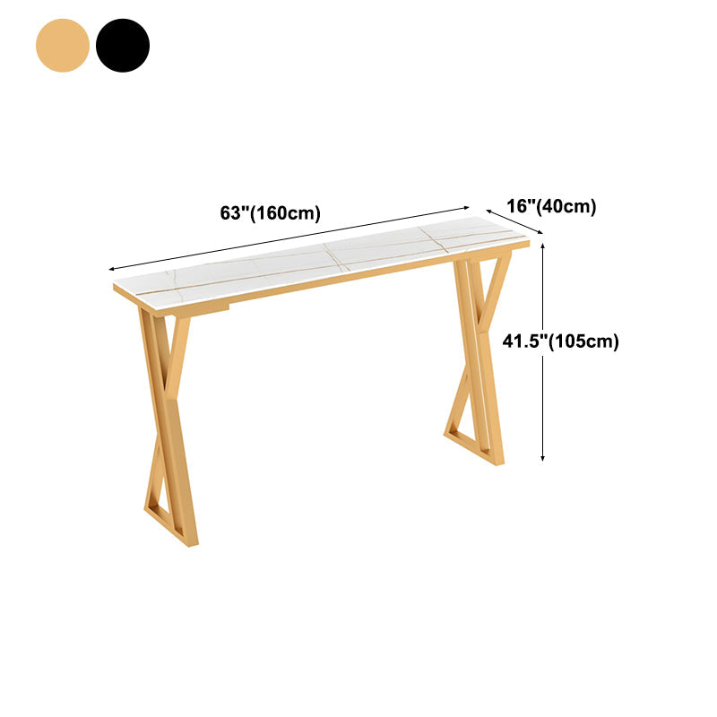 Glam Rectangle Indoor Bar Dining Table Stone Bistro Table with Double Pedestal Clearhalo 'Bar Furniture' 'Bar Tables' 'bar_tables' 'furn' 'furn_bar_tables' 'Furniture' 'furniture_bar_tables' 'Kitchen & Dining Furniture' 'kitchen&dining_furn' 'kitchen' 4258005