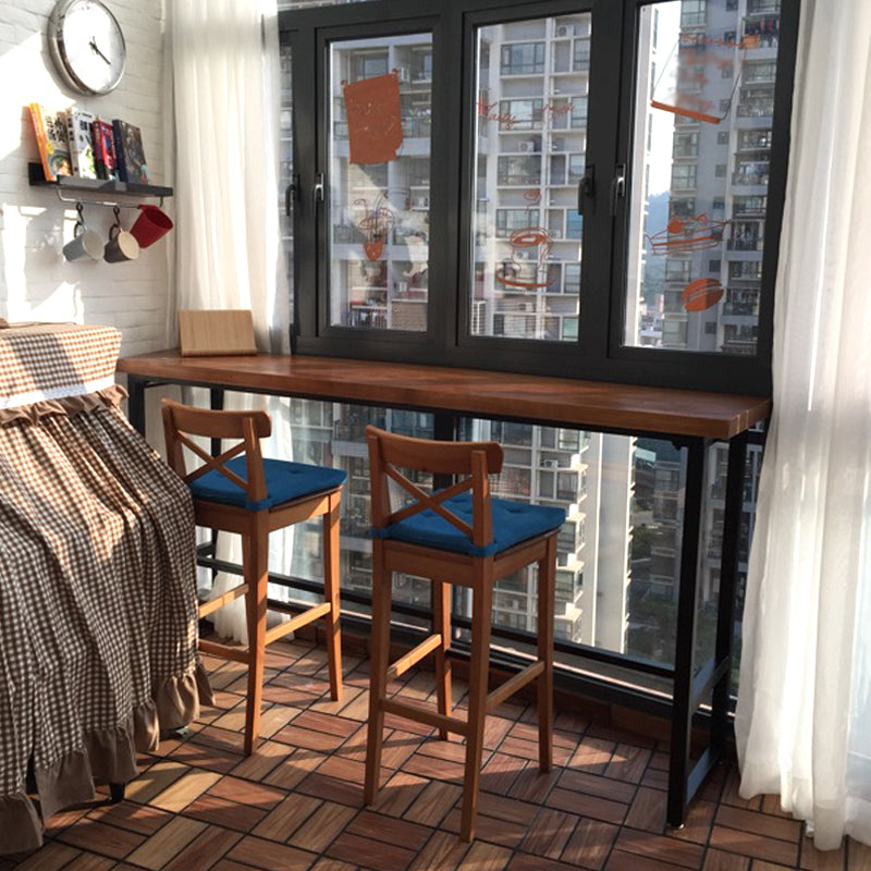 Industrial Rectangle Indoor Bar Dining Table Brown Pine Bistro Table Fixed Table Clearhalo 'Bar Furniture' 'Bar Tables' 'bar_tables' 'furn' 'furn_bar_tables' 'Furniture' 'furniture_bar_tables' 'Kitchen & Dining Furniture' 'kitchen&dining_furn' 'kitchen' 4258009