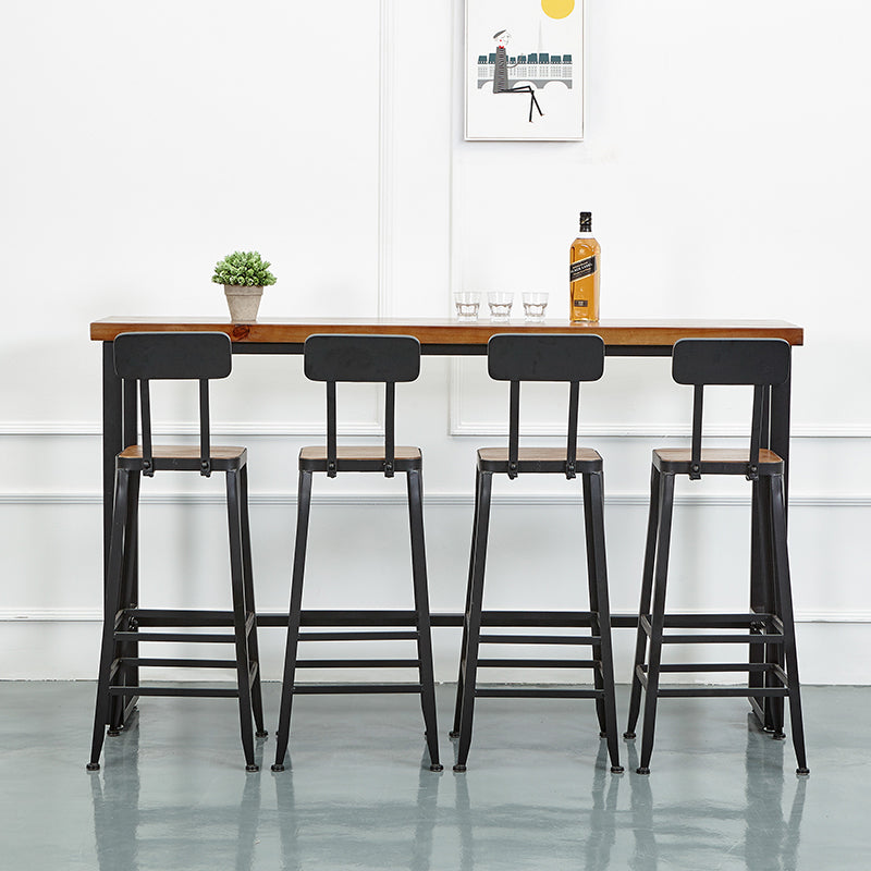 Industrial Rectangle Indoor Bar Dining Table Brown Pine Bistro Table Fixed Table Clearhalo 'Bar Furniture' 'Bar Tables' 'bar_tables' 'furn' 'furn_bar_tables' 'Furniture' 'furniture_bar_tables' 'Kitchen & Dining Furniture' 'kitchen&dining_furn' 'kitchen' 4258015