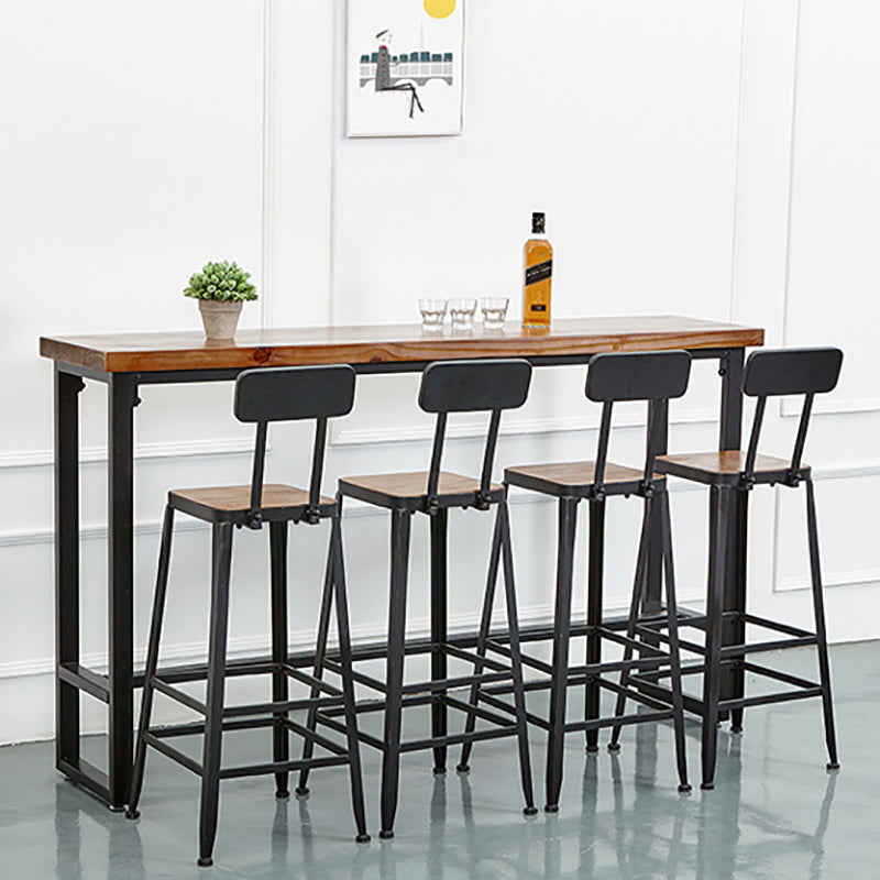 Industrial Rectangle Indoor Bar Dining Table Brown Pine Bistro Table Fixed Table Clearhalo 'Bar Furniture' 'Bar Tables' 'bar_tables' 'furn' 'furn_bar_tables' 'Furniture' 'furniture_bar_tables' 'Kitchen & Dining Furniture' 'kitchen&dining_furn' 'kitchen' 4258016