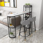 Glam White Stone Bar Dining Table Iron Double Pedestal Bistro Table with Wine Rack Clearhalo 'Bar Furniture' 'Bar Tables' 'bar_tables' 'furn' 'furn_bar_tables' 'Furniture' 'furniture_bar_tables' 'Kitchen & Dining Furniture' 'kitchen&dining_furn' 'kitchen' 4258031