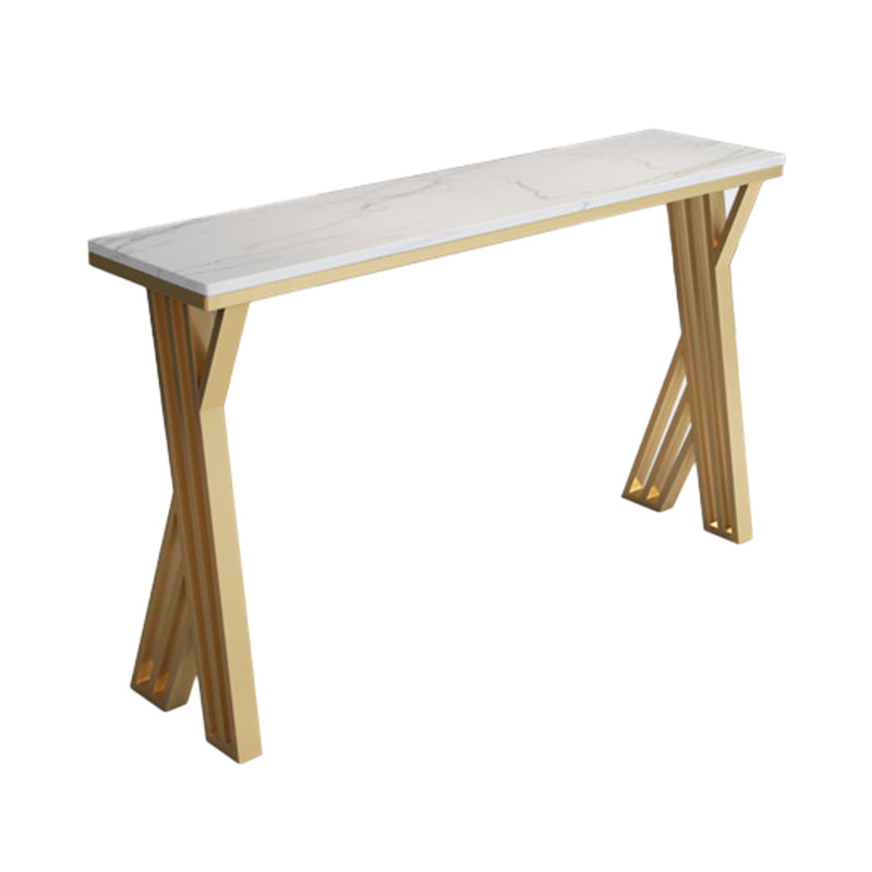 Glam White Stone Bar Dining Table Rectangle Indoor Bistro Table with Double Pedestal Without Chairs Clearhalo 'Bar Furniture' 'Bar Tables' 'bar_tables' 'furn' 'furn_bar_tables' 'Furniture' 'furniture_bar_tables' 'Kitchen & Dining Furniture' 'kitchen&dining_furn' 'kitchen' 4258045