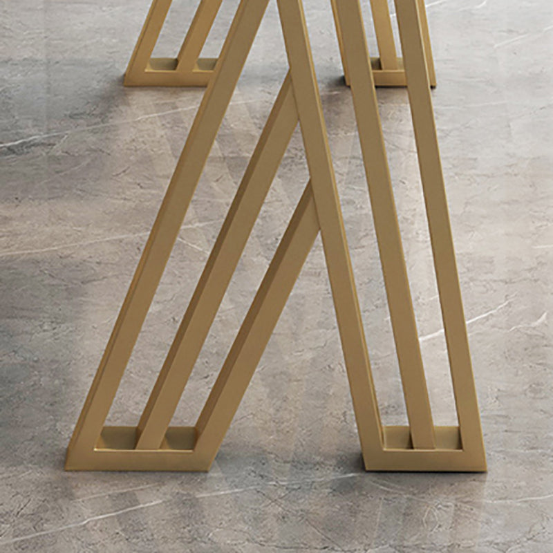 Glam White Stone Bar Dining Table Rectangle Indoor Bistro Table with Double Pedestal Clearhalo 'Bar Furniture' 'Bar Tables' 'bar_tables' 'furn' 'furn_bar_tables' 'Furniture' 'furniture_bar_tables' 'Kitchen & Dining Furniture' 'kitchen&dining_furn' 'kitchen' 4258047