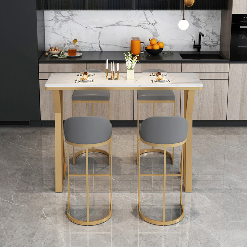 Glam White Stone Bar Dining Table Rectangle Indoor Bistro Table with Double Pedestal Clearhalo 'Bar Furniture' 'Bar Tables' 'bar_tables' 'furn' 'furn_bar_tables' 'Furniture' 'furniture_bar_tables' 'Kitchen & Dining Furniture' 'kitchen&dining_furn' 'kitchen' 4258049
