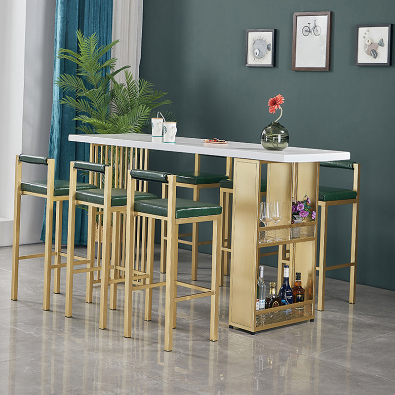 White Wood Top Counter Table Metal Base with 42 Inch Height Bar Table Clearhalo 'Bar Furniture' 'Bar Tables' 'bar_tables' 'furn' 'furn_bar_tables' 'Furniture' 'furniture_bar_tables' 'Kitchen & Dining Furniture' 'kitchen&dining_furn' 'kitchen' 4258078