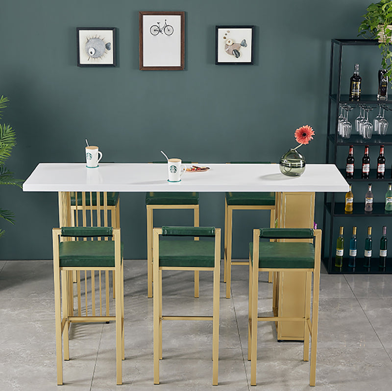 White Wood Top Counter Table Metal Base with 42 Inch Height Bar Table Clearhalo 'Bar Furniture' 'Bar Tables' 'bar_tables' 'furn' 'furn_bar_tables' 'Furniture' 'furniture_bar_tables' 'Kitchen & Dining Furniture' 'kitchen&dining_furn' 'kitchen' 4258079