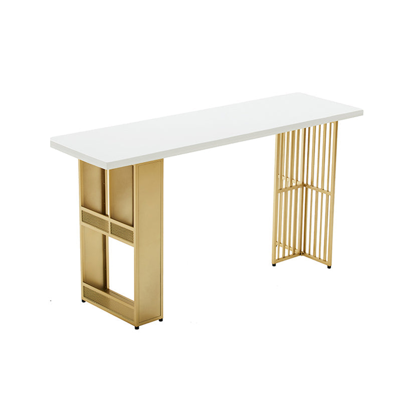 White Wood Top Counter Table Metal Base with 42 Inch Height Bar Table Without Chairs Clearhalo 'Bar Furniture' 'Bar Tables' 'bar_tables' 'furn' 'furn_bar_tables' 'Furniture' 'furniture_bar_tables' 'Kitchen & Dining Furniture' 'kitchen&dining_furn' 'kitchen' 4258081