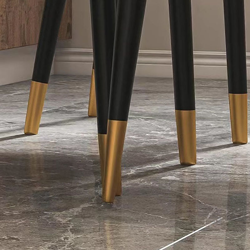 Industrial Style Black Metal Bar Table Faux Marble Rectangle Top Indoor Table with 4 Legs Clearhalo 'Bar Furniture' 'Bar Tables' 'bar_tables' 'furn' 'furn_bar_tables' 'Furniture' 'furniture_bar_tables' 'Kitchen & Dining Furniture' 'kitchen&dining_furn' 'kitchen' 4258148