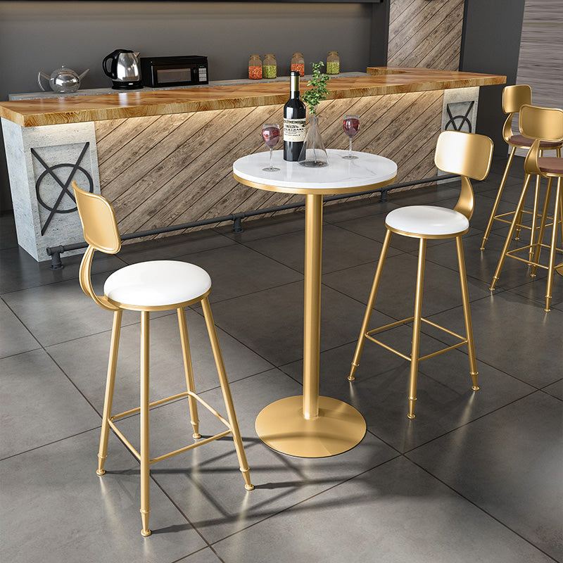 Glam Style Iron Bar Table Round Top Indoor Pedestal Bistro Table - 21"W x 41"H Clearhalo 'Bar Furniture' 'Bar Tables' 'bar_tables' 'furn' 'furn_bar_tables' 'Furniture' 'furniture_bar_tables' 'Kitchen & Dining Furniture' 'kitchen&dining_furn' 'kitchen' 4258153