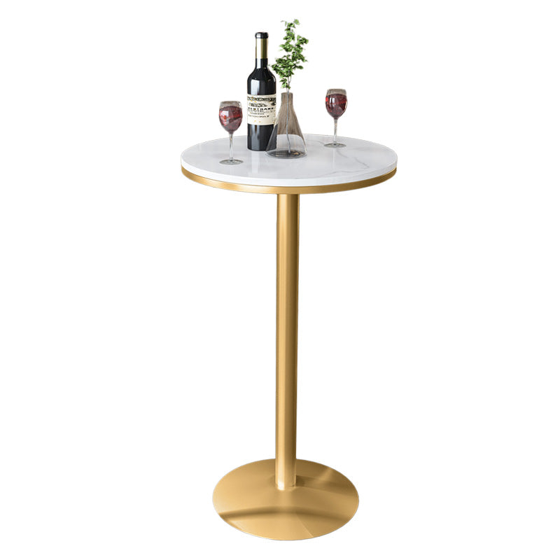 Glam Style Iron Bar Table Round Top Indoor Pedestal Bistro Table - 21"W x 41"H White Without Chairs Clearhalo 'Bar Furniture' 'Bar Tables' 'bar_tables' 'furn' 'furn_bar_tables' 'Furniture' 'furniture_bar_tables' 'Kitchen & Dining Furniture' 'kitchen&dining_furn' 'kitchen' 4258155