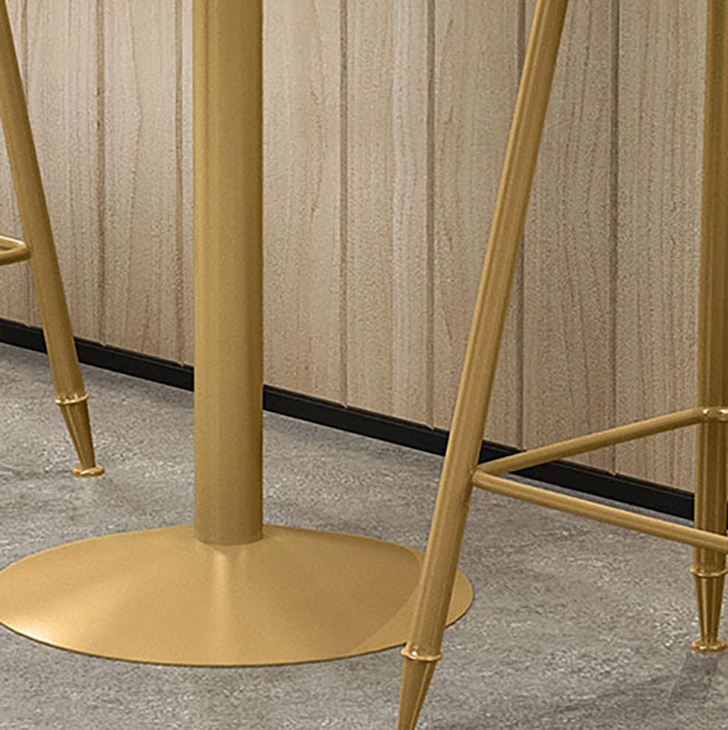 Glam Style Iron Bar Table Round Top Indoor Pedestal Bistro Table - 21"W x 41"H Clearhalo 'Bar Furniture' 'Bar Tables' 'bar_tables' 'furn' 'furn_bar_tables' 'Furniture' 'furniture_bar_tables' 'Kitchen & Dining Furniture' 'kitchen&dining_furn' 'kitchen' 4258161