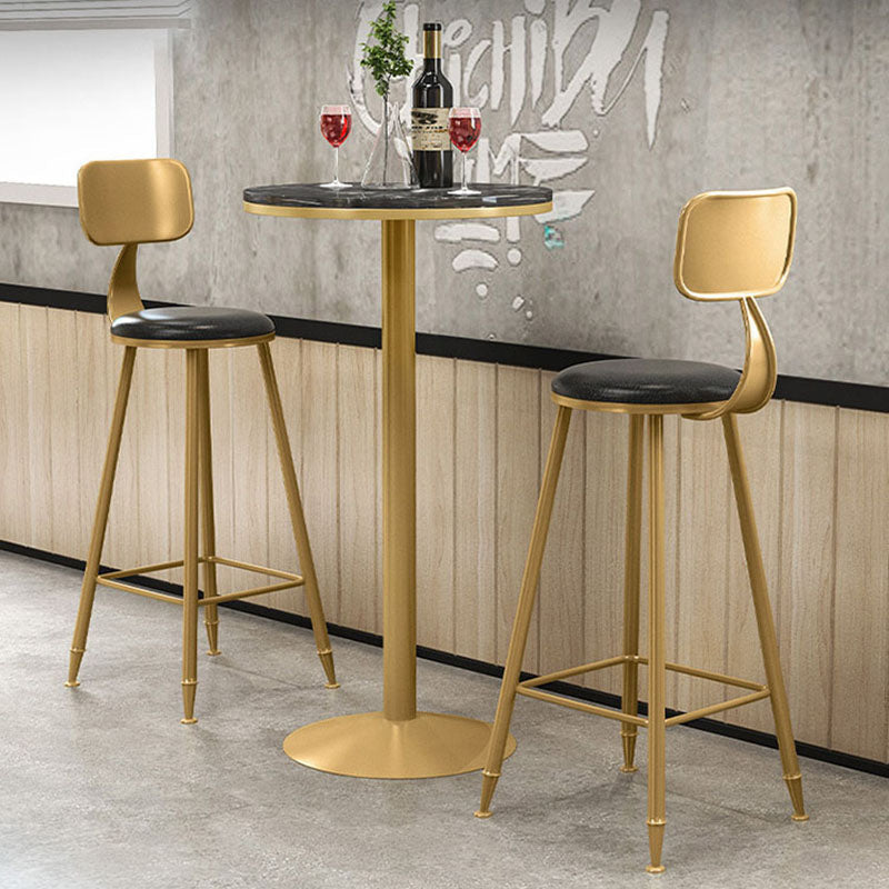 Glam Style Iron Bar Table Round Top Indoor Pedestal Bistro Table - 21"W x 41"H Clearhalo 'Bar Furniture' 'Bar Tables' 'bar_tables' 'furn' 'furn_bar_tables' 'Furniture' 'furniture_bar_tables' 'Kitchen & Dining Furniture' 'kitchen&dining_furn' 'kitchen' 4258164